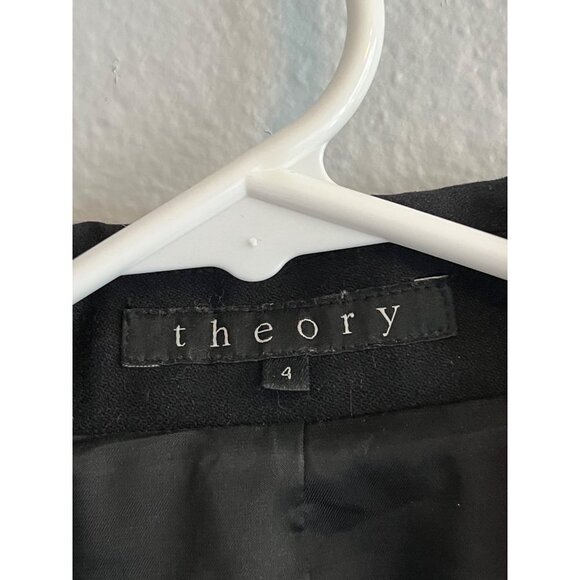 Theory Wool Etiennette Blazer Jacket One Button Black Size 4‎ - Picture 3 of 12